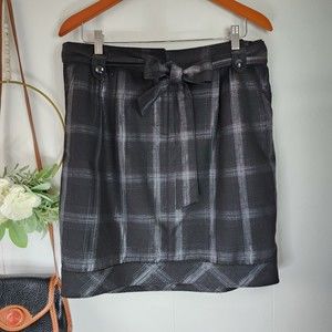 Worthington Black/Gray Plaid Skirt with Pockets Size 12